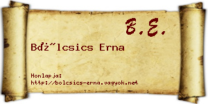 Bölcsics Erna névjegykártya